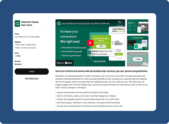 Sleeknote Shopify App – Popups, Quiz & Forms